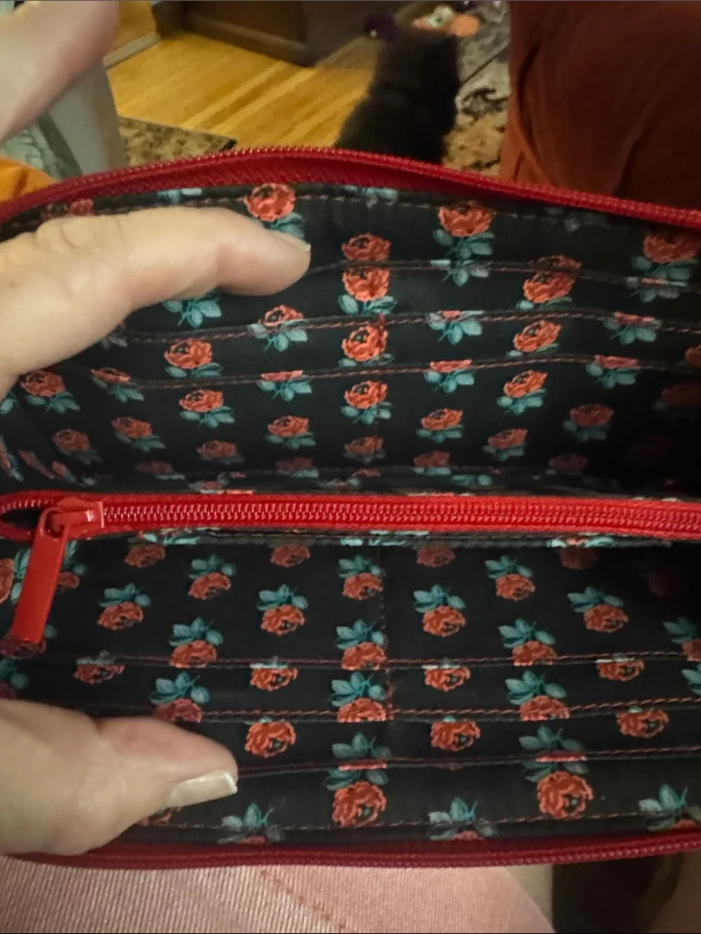 Vera Bradley Quilted Red Zip Wristlet - Picture 3 of 5